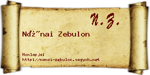 Nánai Zebulon névjegykártya